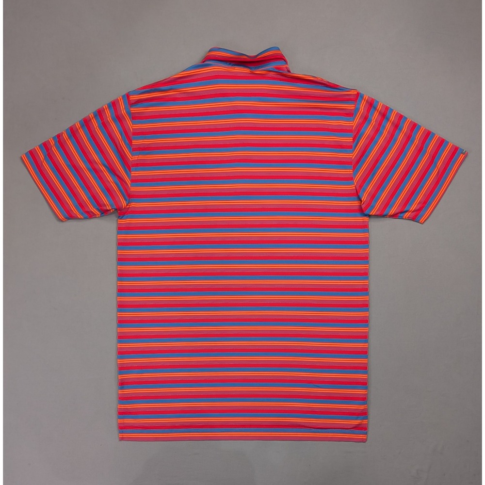 Dunning Golf Striped Performance Polo XL Bright Red Blue Stretch - Picture 3 of 10